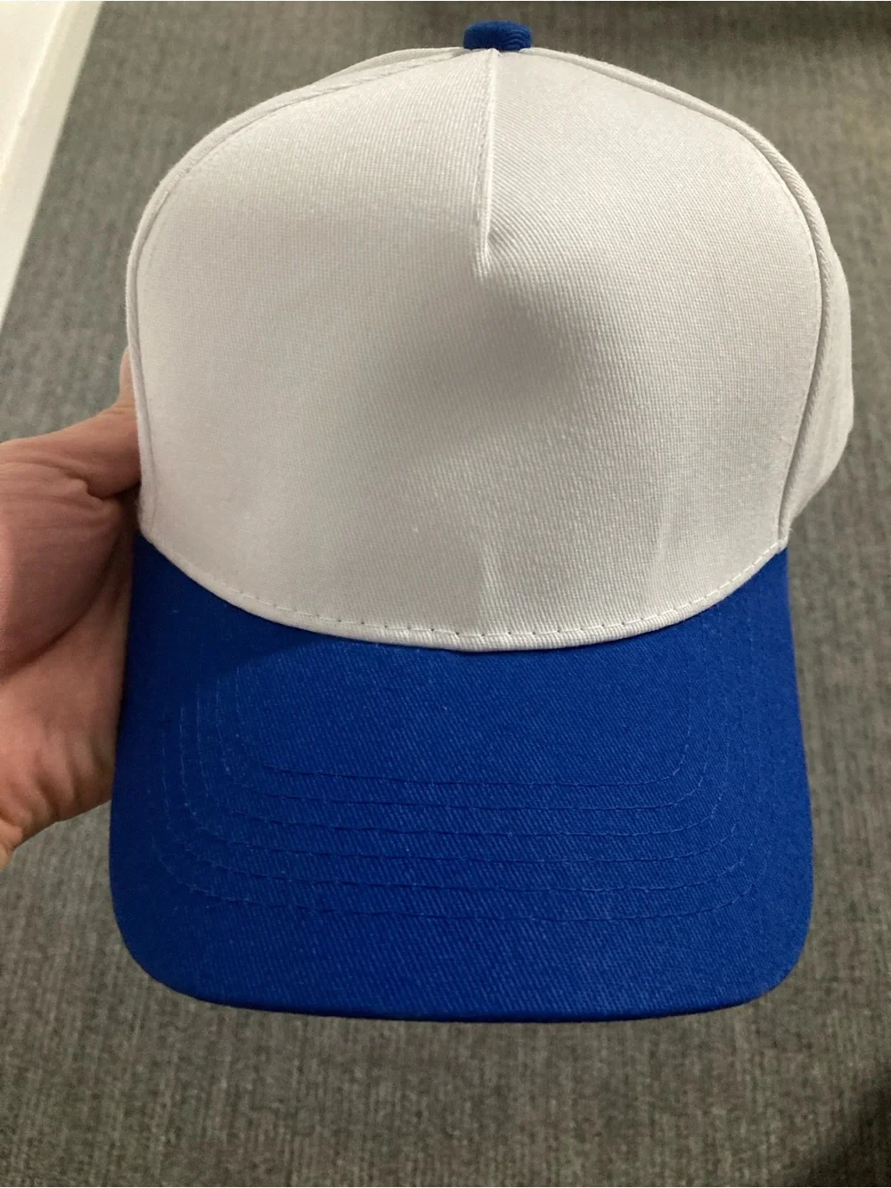 Kids Two-Tone White and Royal Blue Baseball Cap - Unbranded